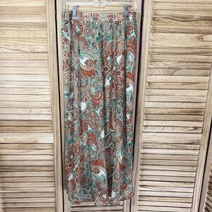 Roz & Ali Multicolor Rust Teal Cream Paisley Maxi Lined Skirt Size 1X